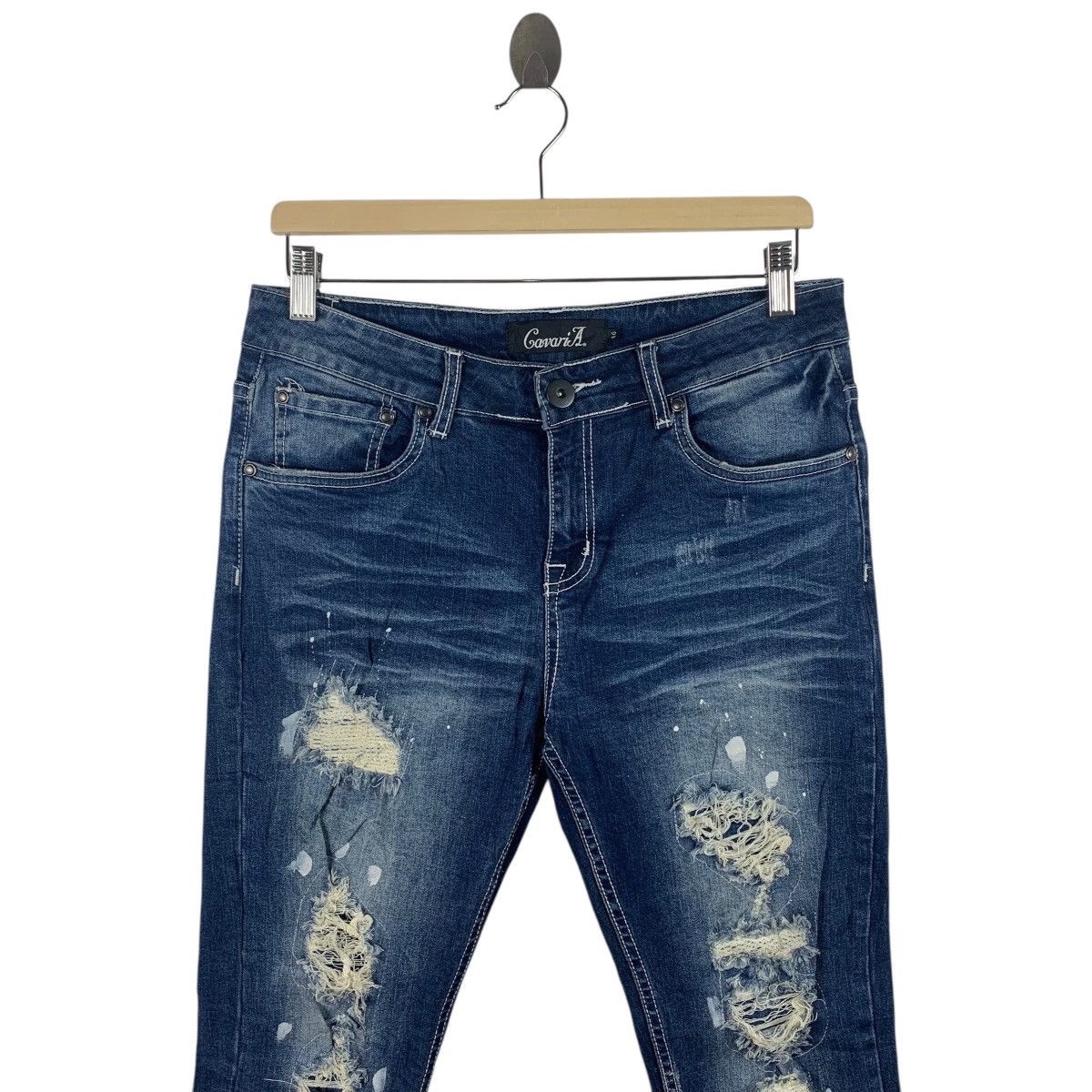 If Six Was Nine × Japanese Brand CAVARIA Distressed skinny jeans Size 31" - 2 Thumbnail
