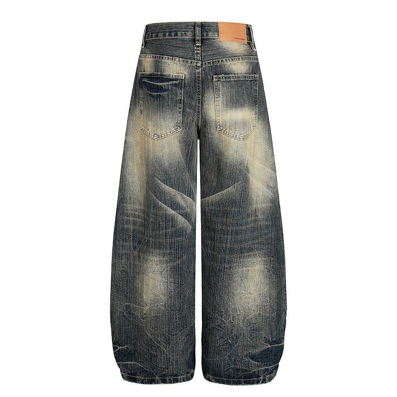Vintage American whiskered washed distressed scimitar jeans for men Size US 32 / EU 48 - 2 Thumbnail