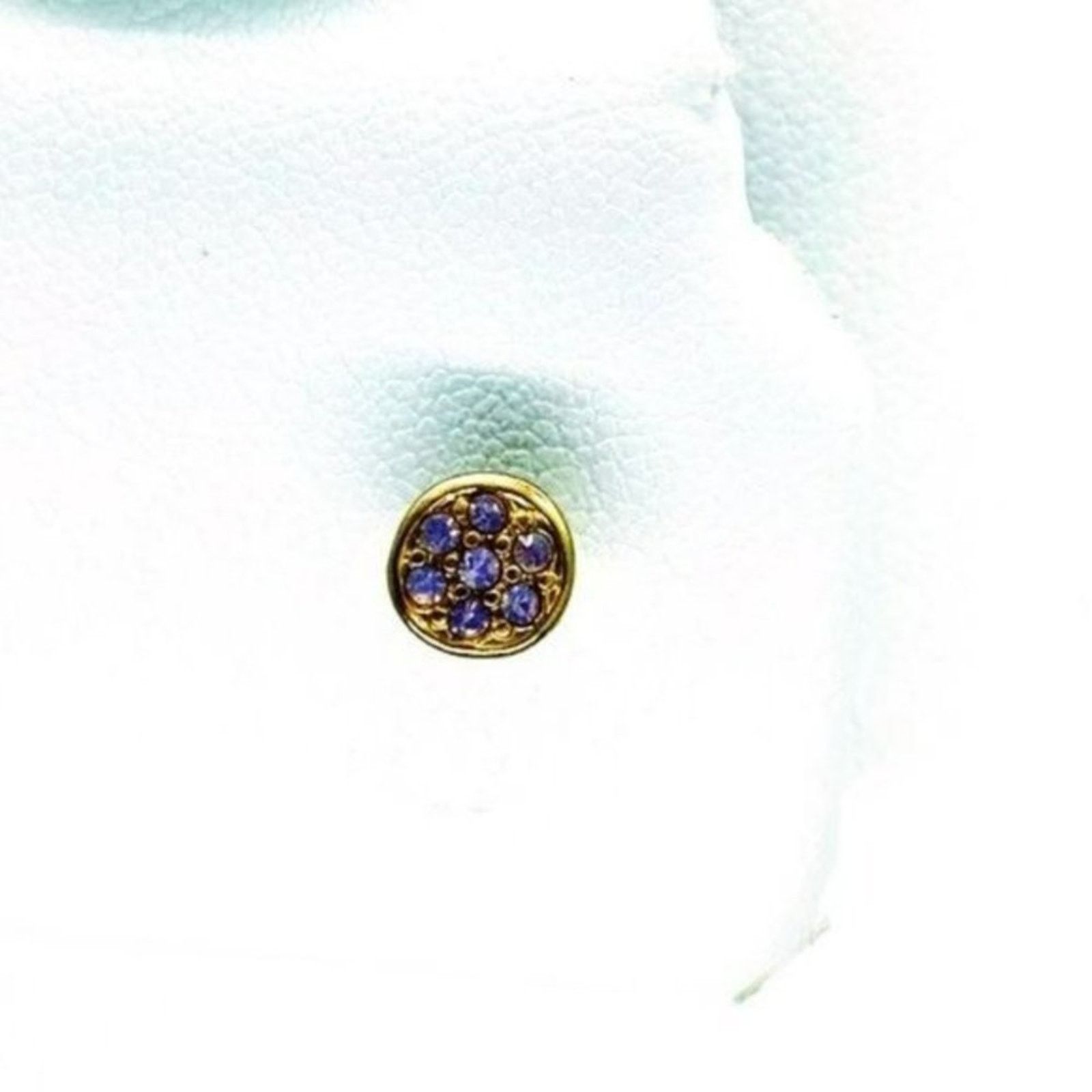 Handmade Gold-Tone Lavender Purple Rhinestone Stud Earrings Size ONE SIZE - 2 Thumbnail