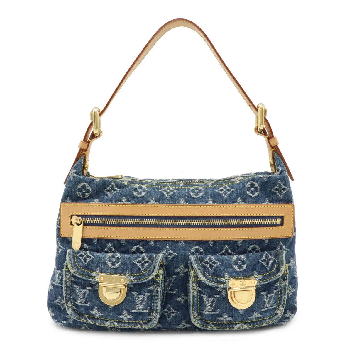 image of Louis Vuitton Monogram Denim Baggy Pm Shoulder Bag Blue, Women's