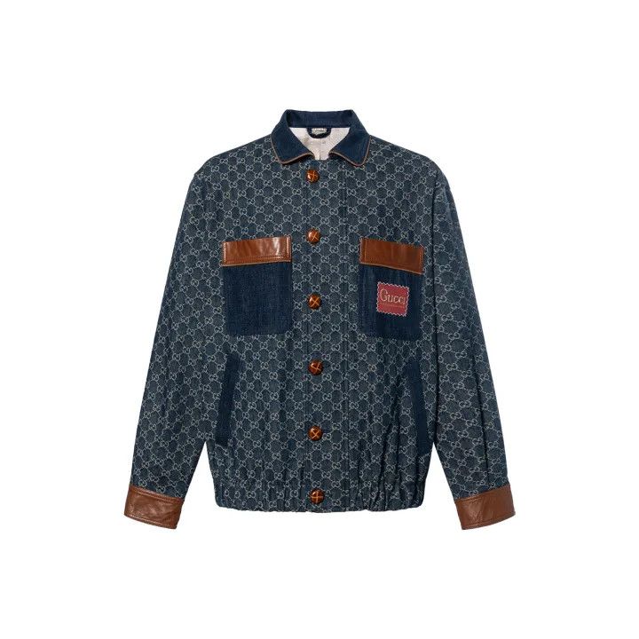 Gucci Denim Logo Printed Pilot Jacket