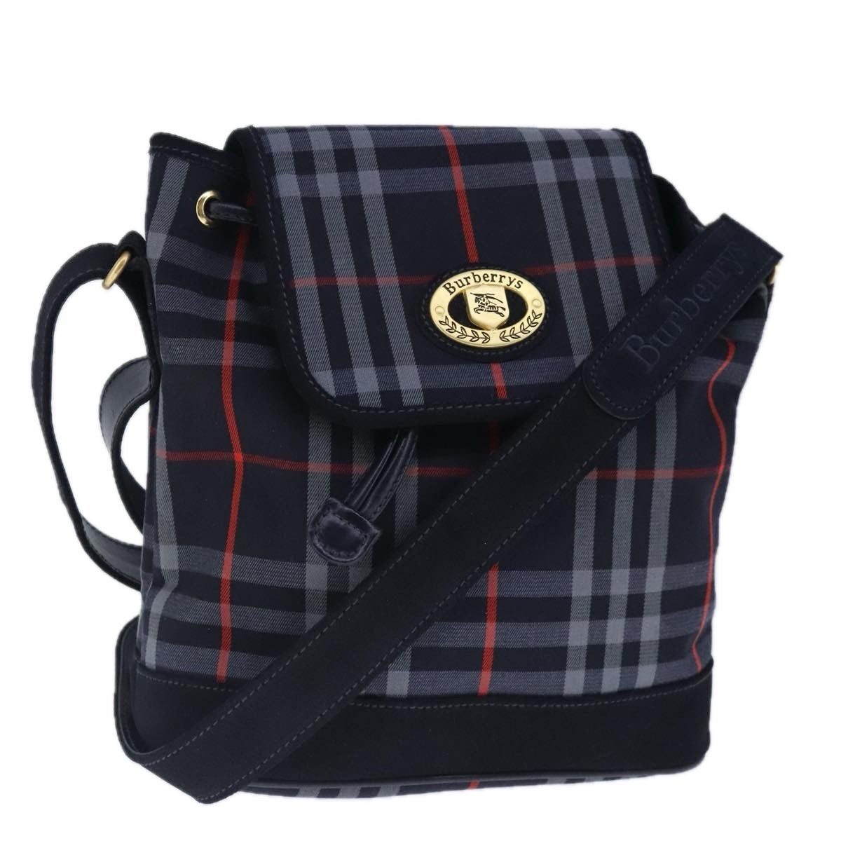 Burberry Burberry Nova Check Shoulder Bag Canvas Navy Gold Size ONE SIZE - 1 Thumbnail