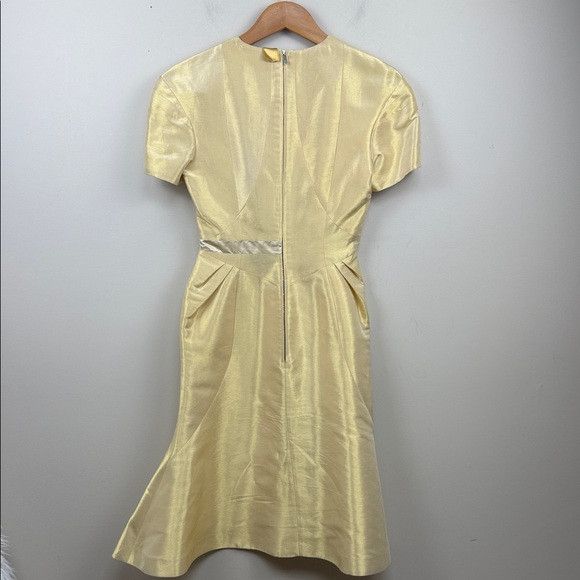 Thom Browne THOM BROWNE gold panelled short puff sleeve fitted midi dres Size S / US 4 / IT 40 - 10 Thumbnail