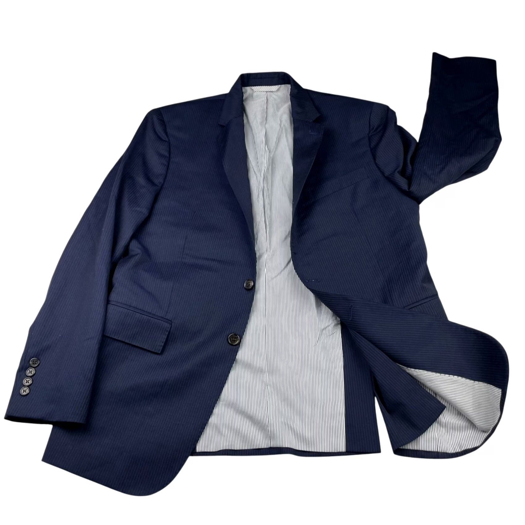 Todd Snyder Todd Snyder Men’s Mayfair Fit Blazer Jacket Navy Blue Stripe 100% Wool 2-Button 40R Regular Mens Size 40R - 3 Thumbnail