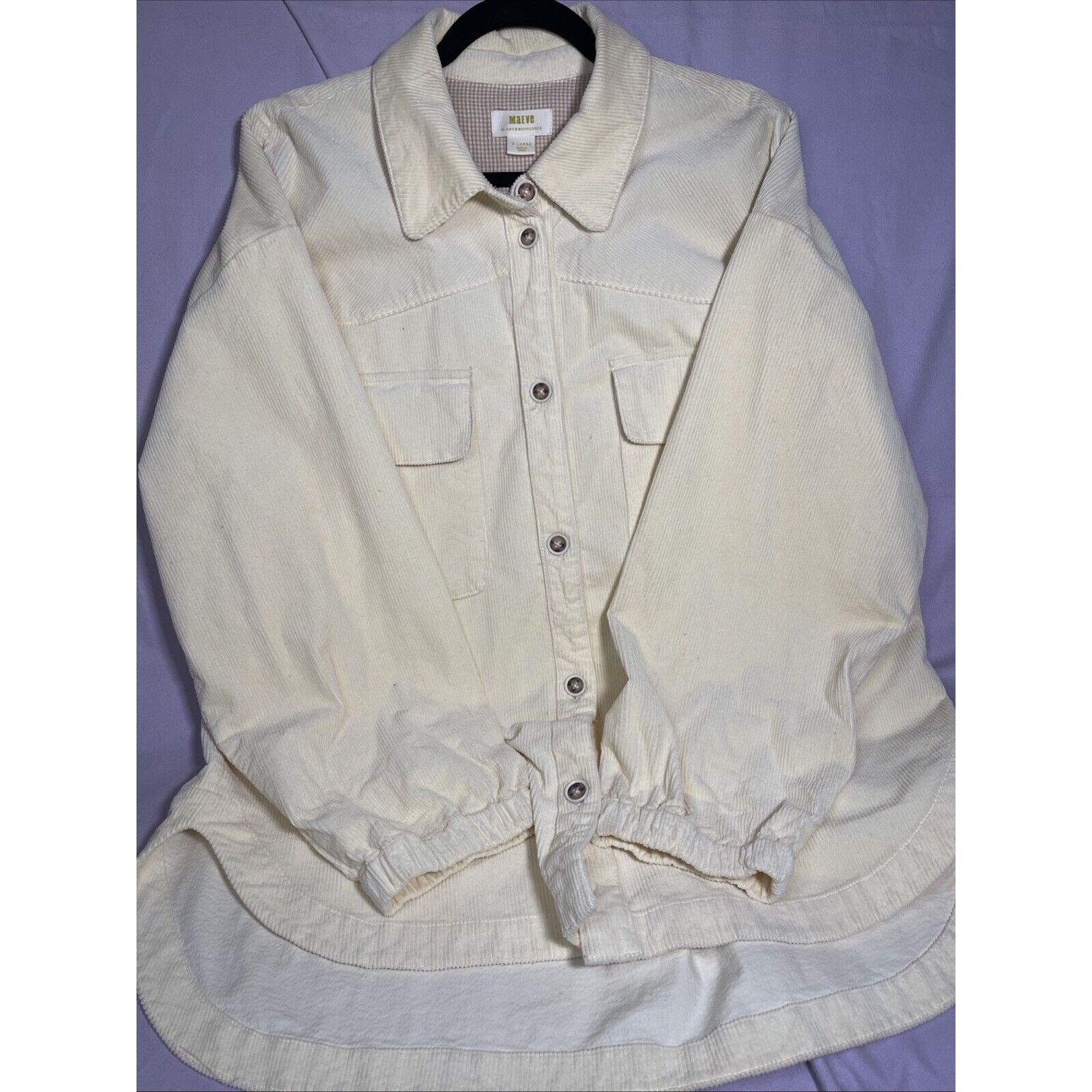 Anthropologie Anthropologie Maeve Corduroy Cream Shirt Jacket Size XL Size XL / US 12-14 / IT 48-50 - 1 Thumbnail