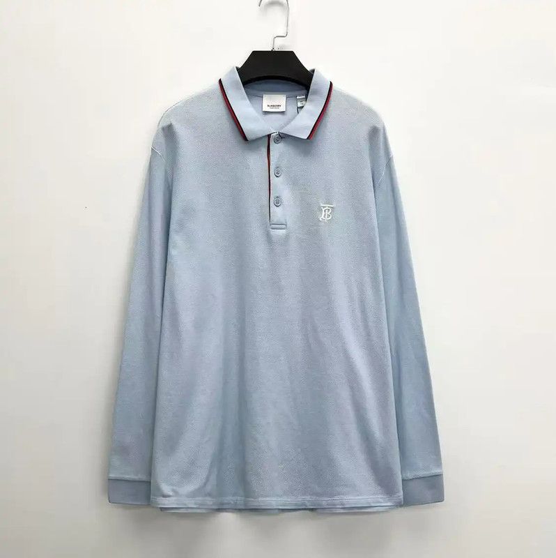 Burberry Burberry Light Blue Long Sleeve Polo Shirt Size US XL / EU 56 / 4 - 1 Thumbnail