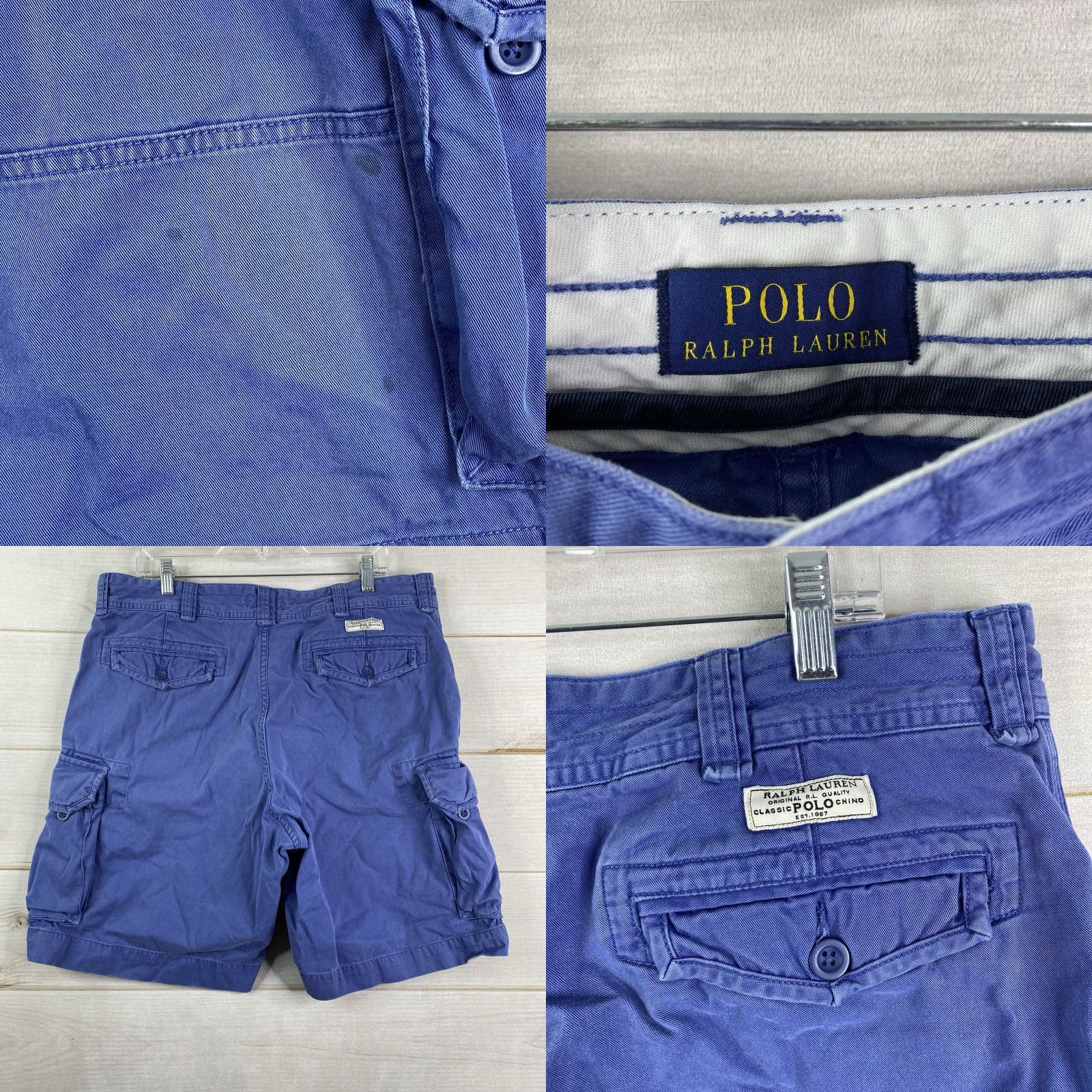Polo Ralph Lauren Polo Ralph Lauren Shorts Men 38 Canvas Blue Cargo Flat Front Distressed Size US M / EU 48-50 / 2 - 8 Thumbnail