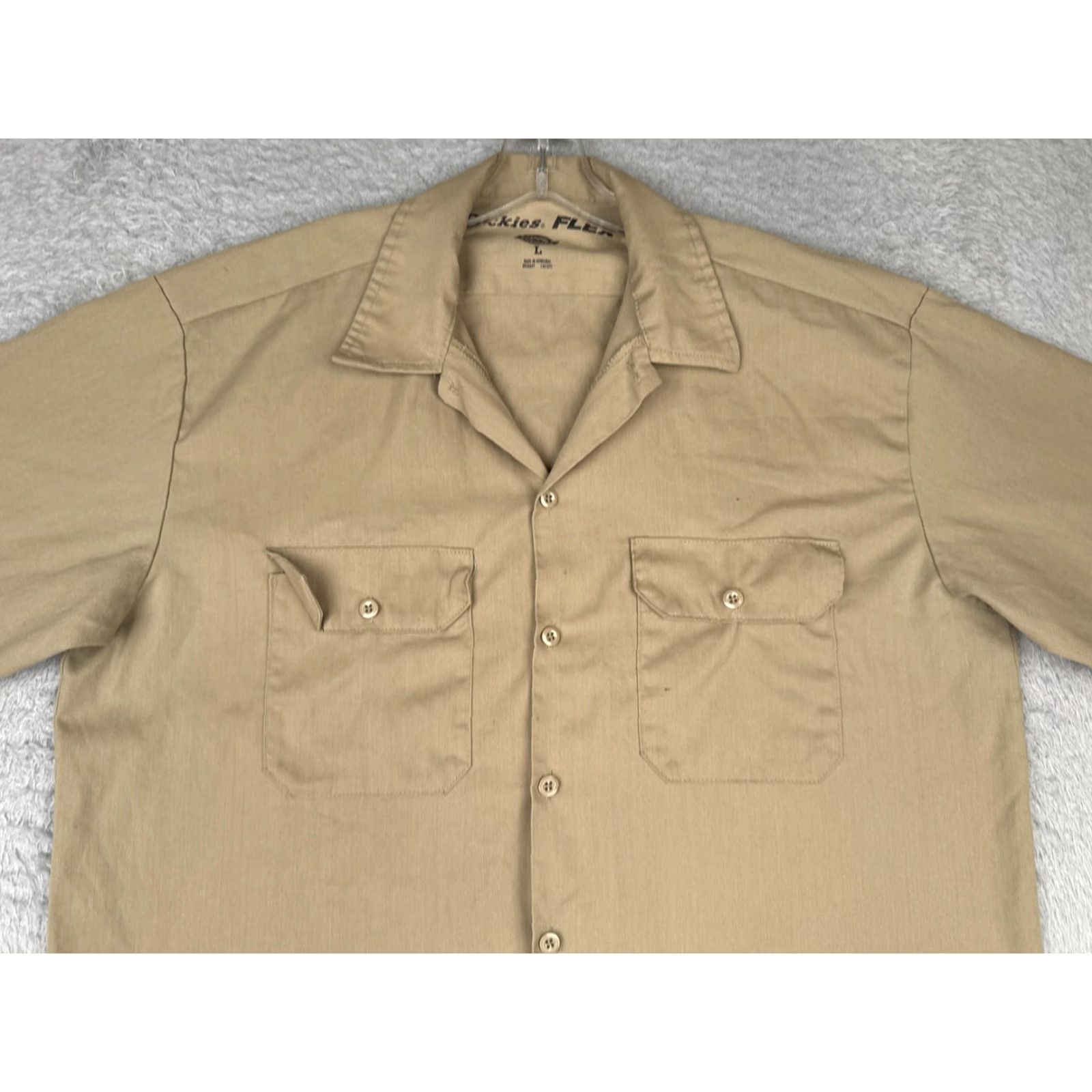 Dickies Dickies Flex Work Shirt Mens Large Khaki Short Sleeve Button-Up Two Pocket Work Size US L / EU 52-54 / 3 - 4 Thumbnail