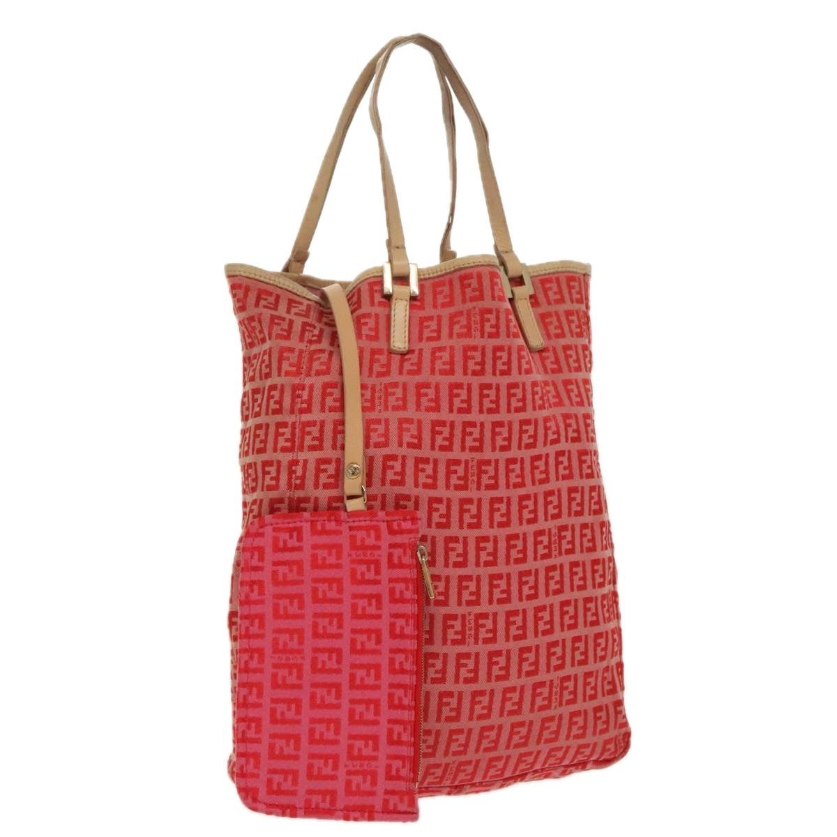 Fendi FENDI Zucchino Canvas Hand Bag Red Gold Size ONE SIZE - 1 Thumbnail