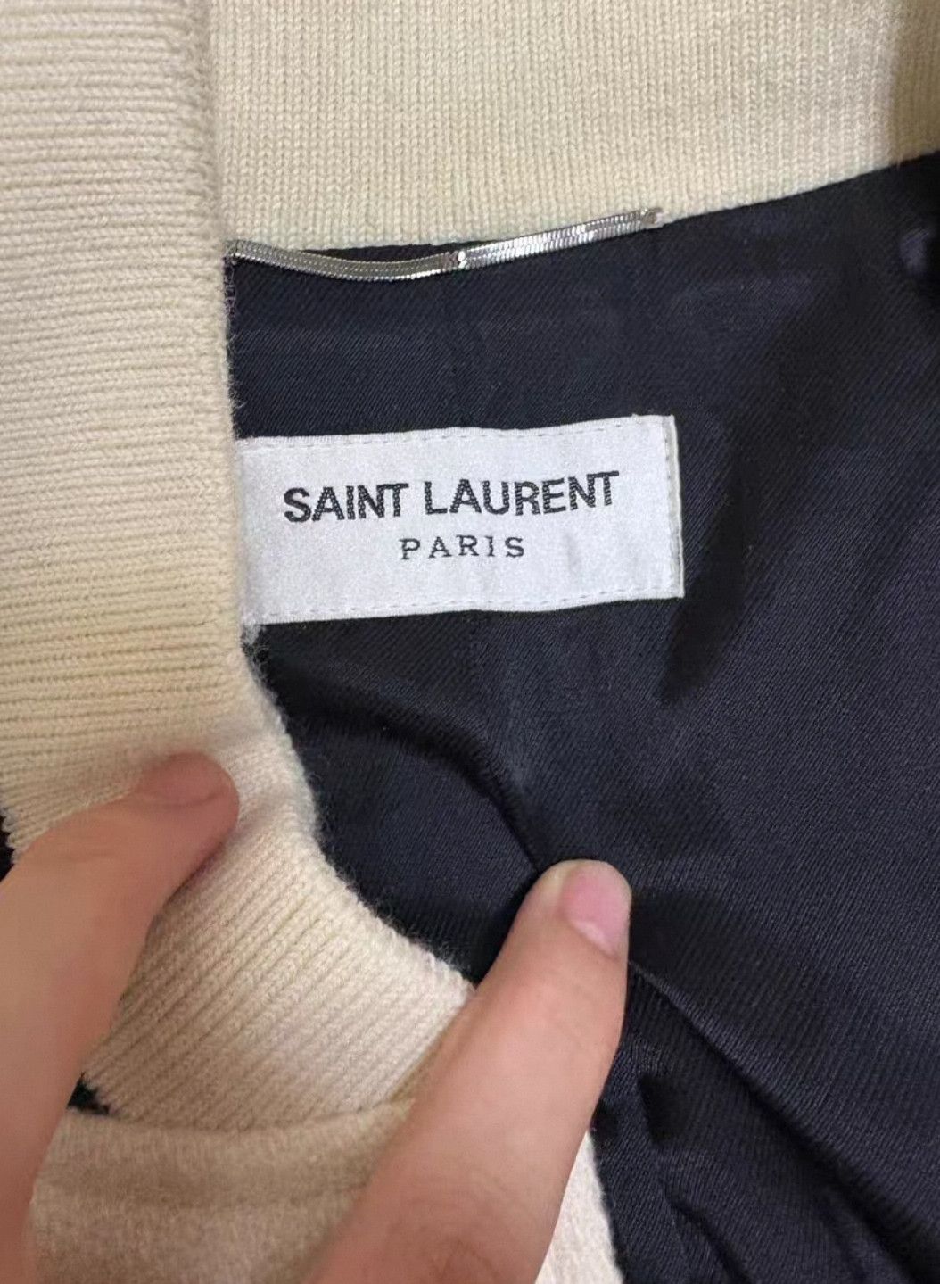 Saint Laurent Paris Saint Laurent Paris White wool patchwork leather Teddy jack Size US S / EU 44-46 / 1 - 5 Thumbnail
