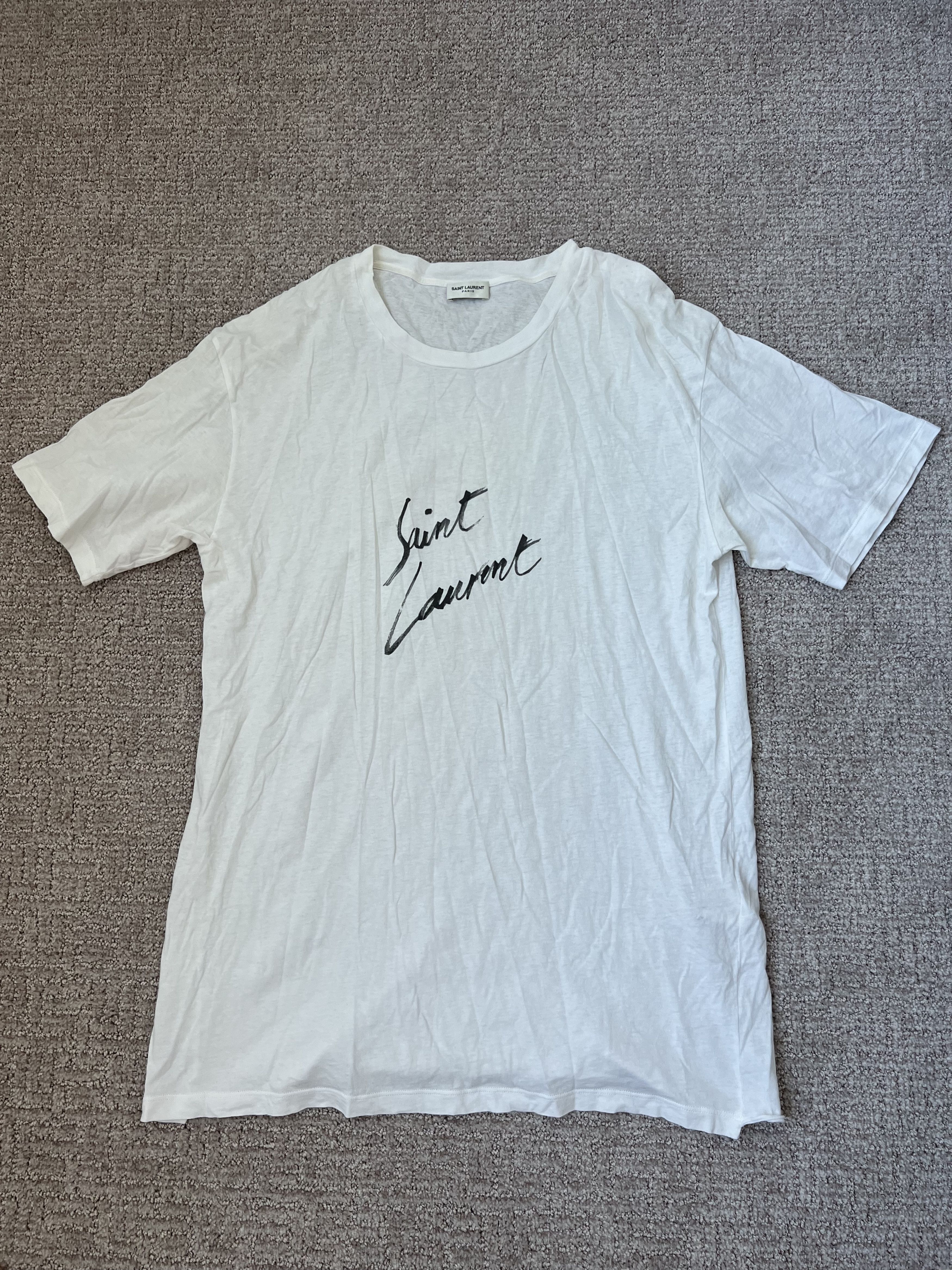 SAINT LAURENT PARIS ロゴ刺繍Tシャツ 白 XS SAINT LAURENT PARIS ロゴ刺繍Tシャツ 白 XS
