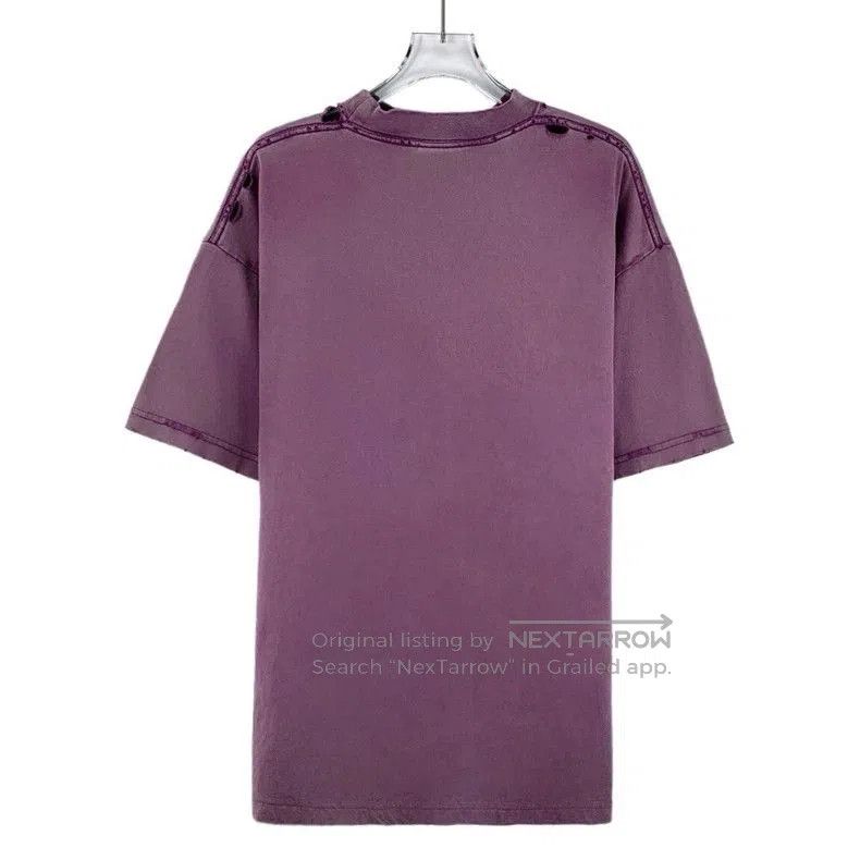 Balenciaga Balenciaga Purple Distressed Logo Cotton T-Shirt. Size US S / EU 44-46 / 1 - 2 Thumbnail
