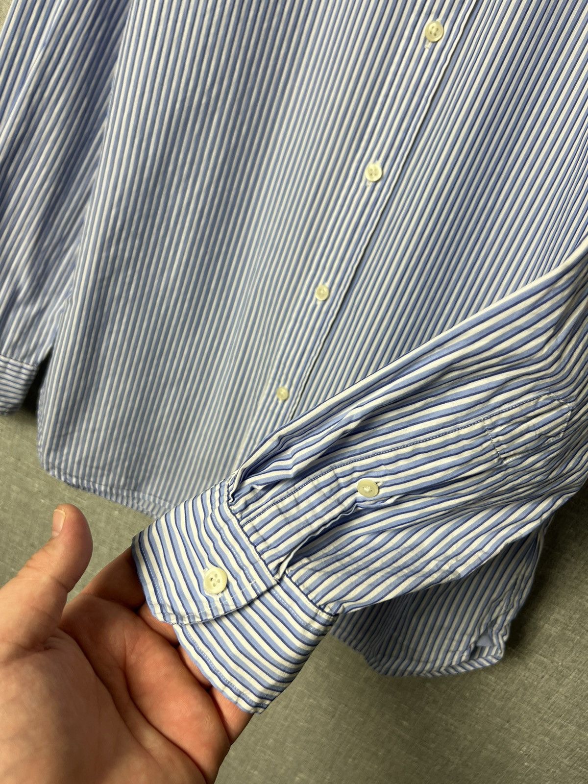 Polo Ralph Lauren Polo Ralph Lauren Slim Fit Crinkle Finish Striped Shirt Size US M / EU 48-50 / 2 - 6 Thumbnail