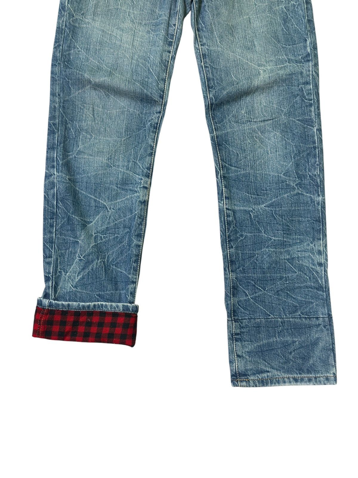 Japanese Brand Distressed Plaid Tartans Junya Watanabe Denim Jeans Size US 31 - 8 Thumbnail