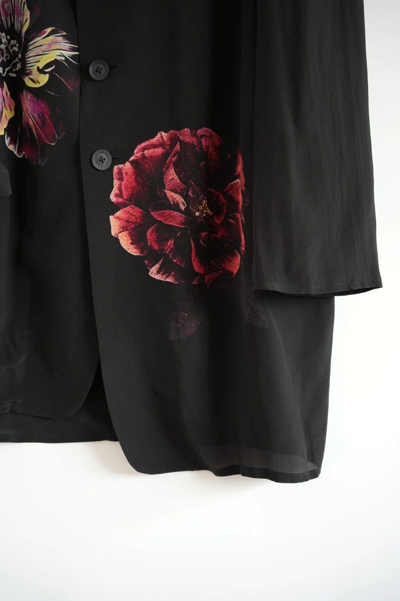 Yohji Yamamoto Yohji Yamamoto size 4 25 SS asymmetric floral silk blazer Size 38R - 7 Thumbnail