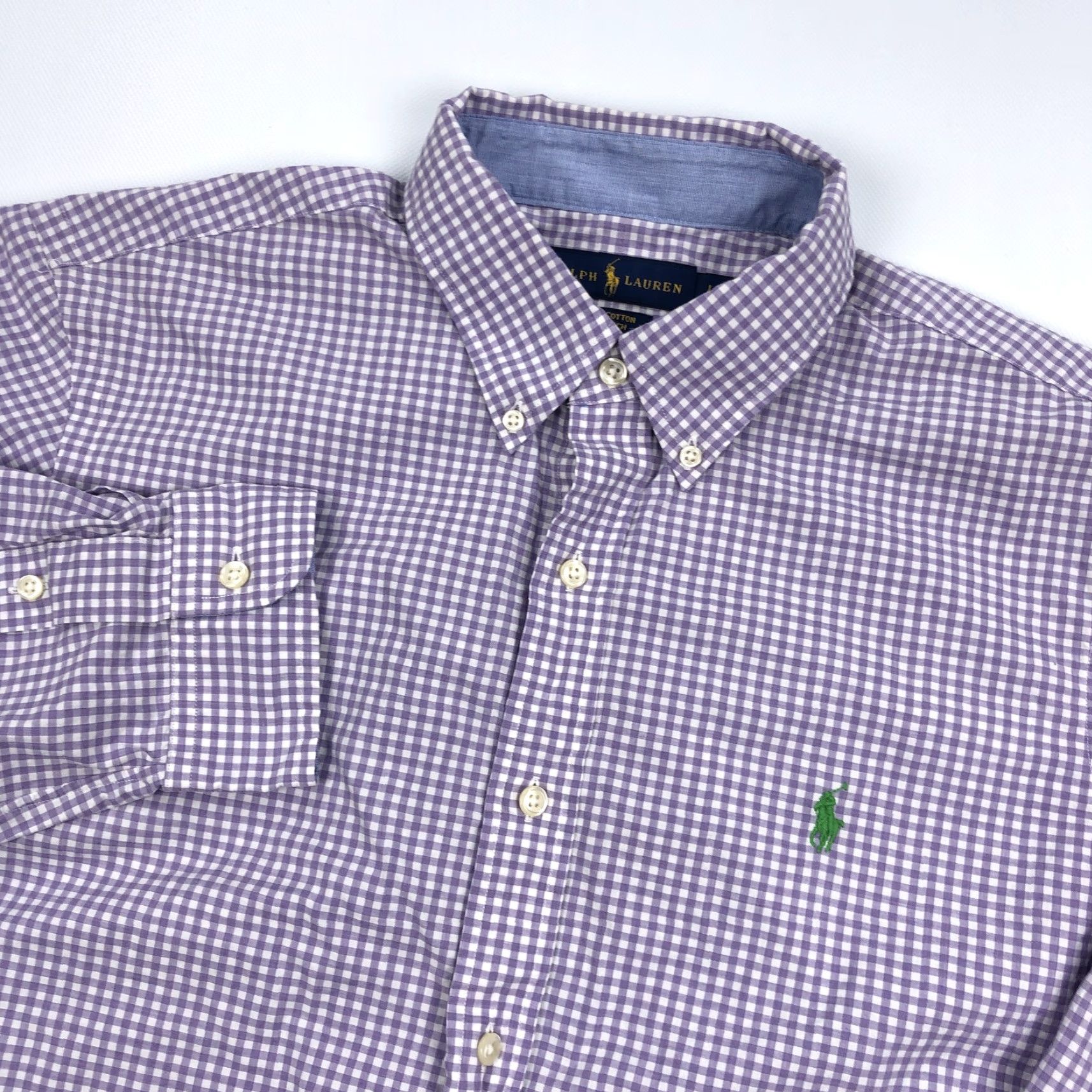 Ralph Lauren Ralph Lauren Men's Gingham Stretch Cotton Button-Down Casual Shirt Purple Large Size US L / EU 52-54 / 3 - 2 Thumbnail