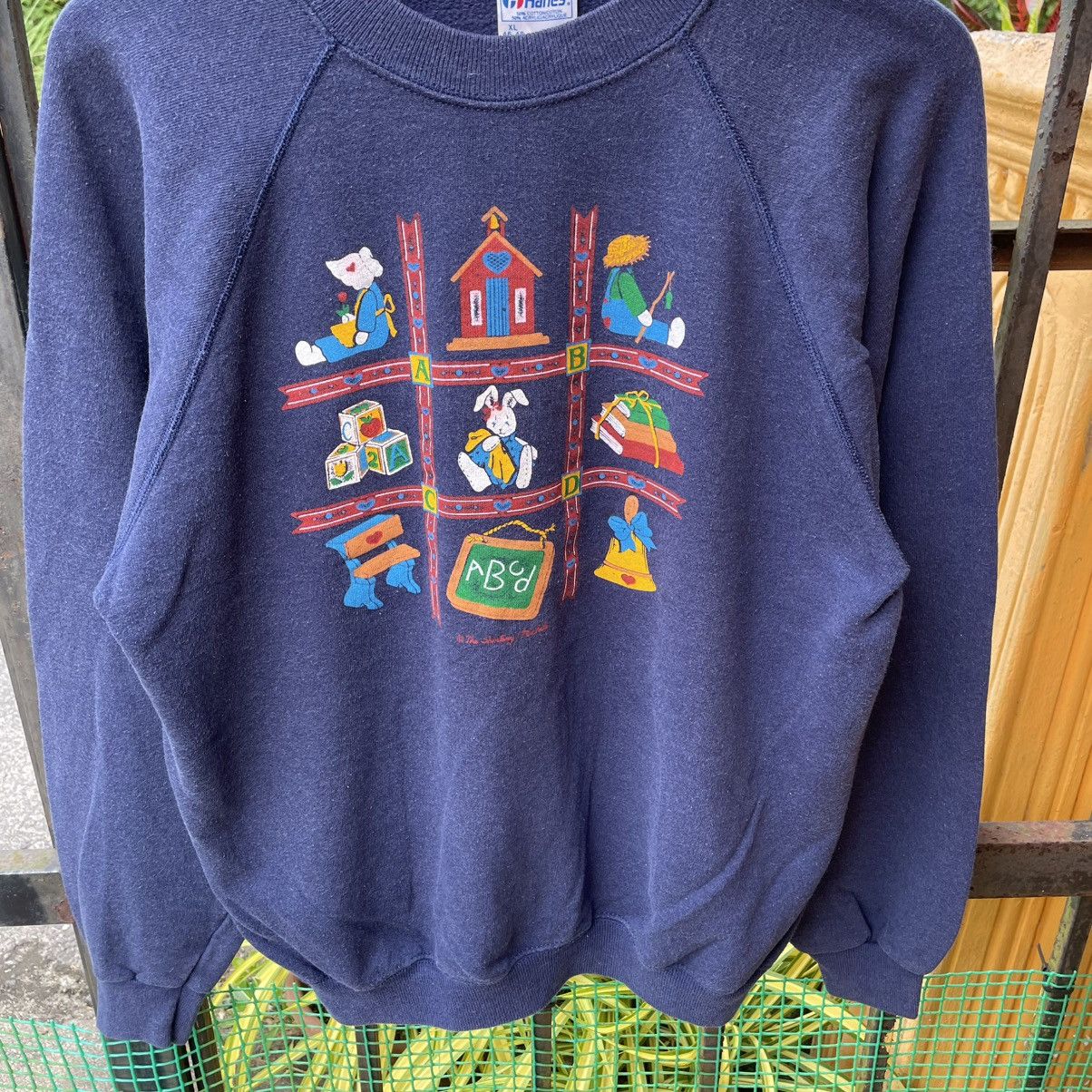 Hanes × Vintage 🔥Vintage 80s Hanes Pop Art Teddy Bear Gift Sweatshirts Size US M / EU 48-50 / 2 - 4 Thumbnail
