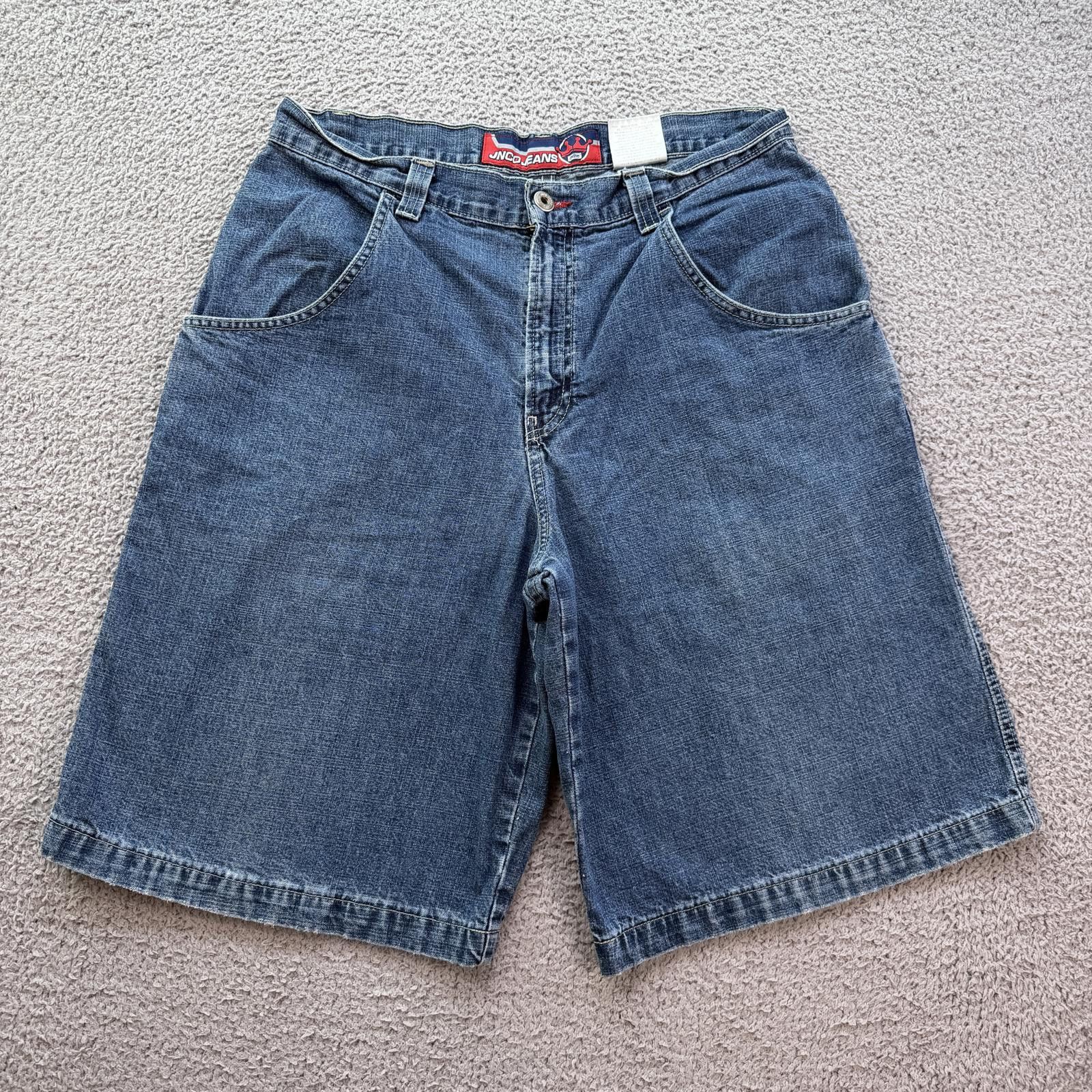 JNCO Vintage JNCO Jeans Denim Shorts Mens 34 Blue Y2K Flame Logo Size US 34 / EU 50 - 2 Thumbnail