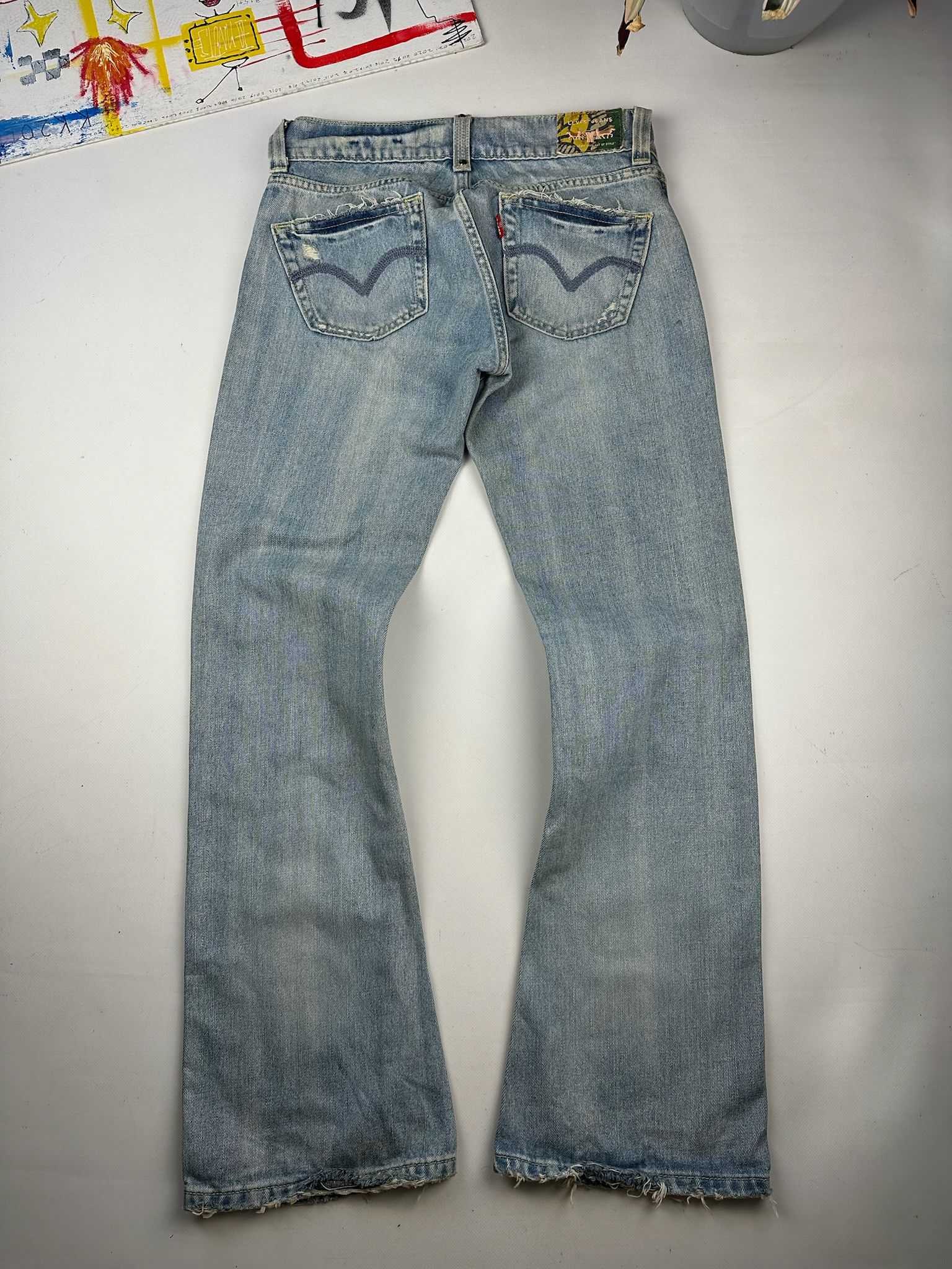 Levi's Levi’s Slouch Flare Light Wash Denim Patchwork Jeans Size US 32 / EU 48 - 4 Thumbnail