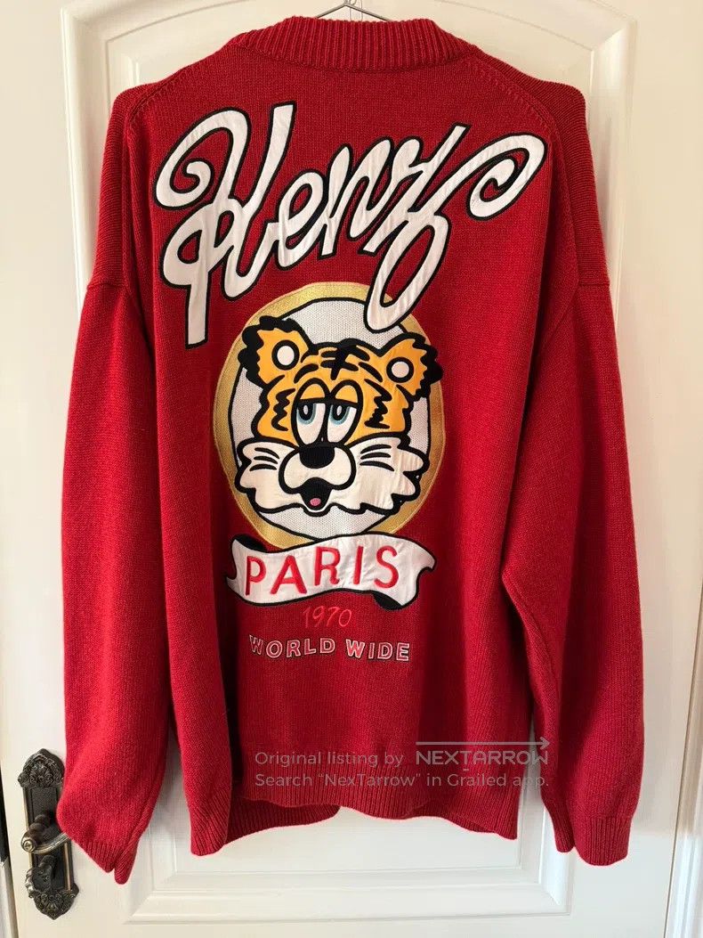 Kenzo Kenzo Red embroidered tiger head silhouette knit sweater Size XL / US 12-14 / IT 48-50 - 2 Thumbnail