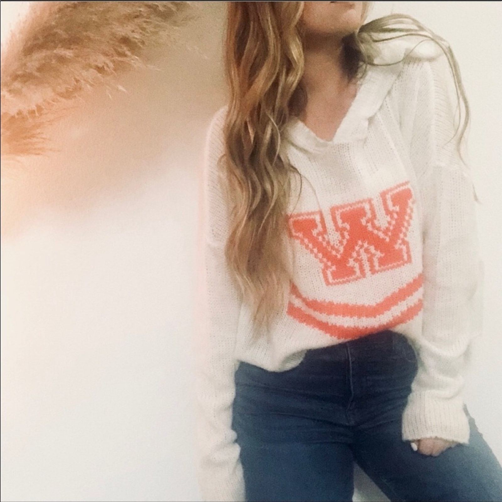 Wildfox WILDFOX White Label Orange Cheerleader Hoodie Crop Sweater Size M / US 6-8 / IT 42-44 - 2 Thumbnail