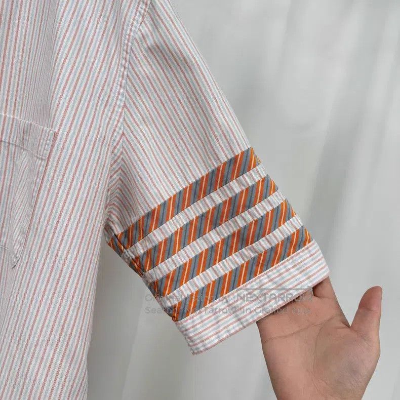 Thom Browne Thom Browne Striped Short-Sleeve Shirt Size US XL / EU 56 / 4 - 4 Thumbnail
