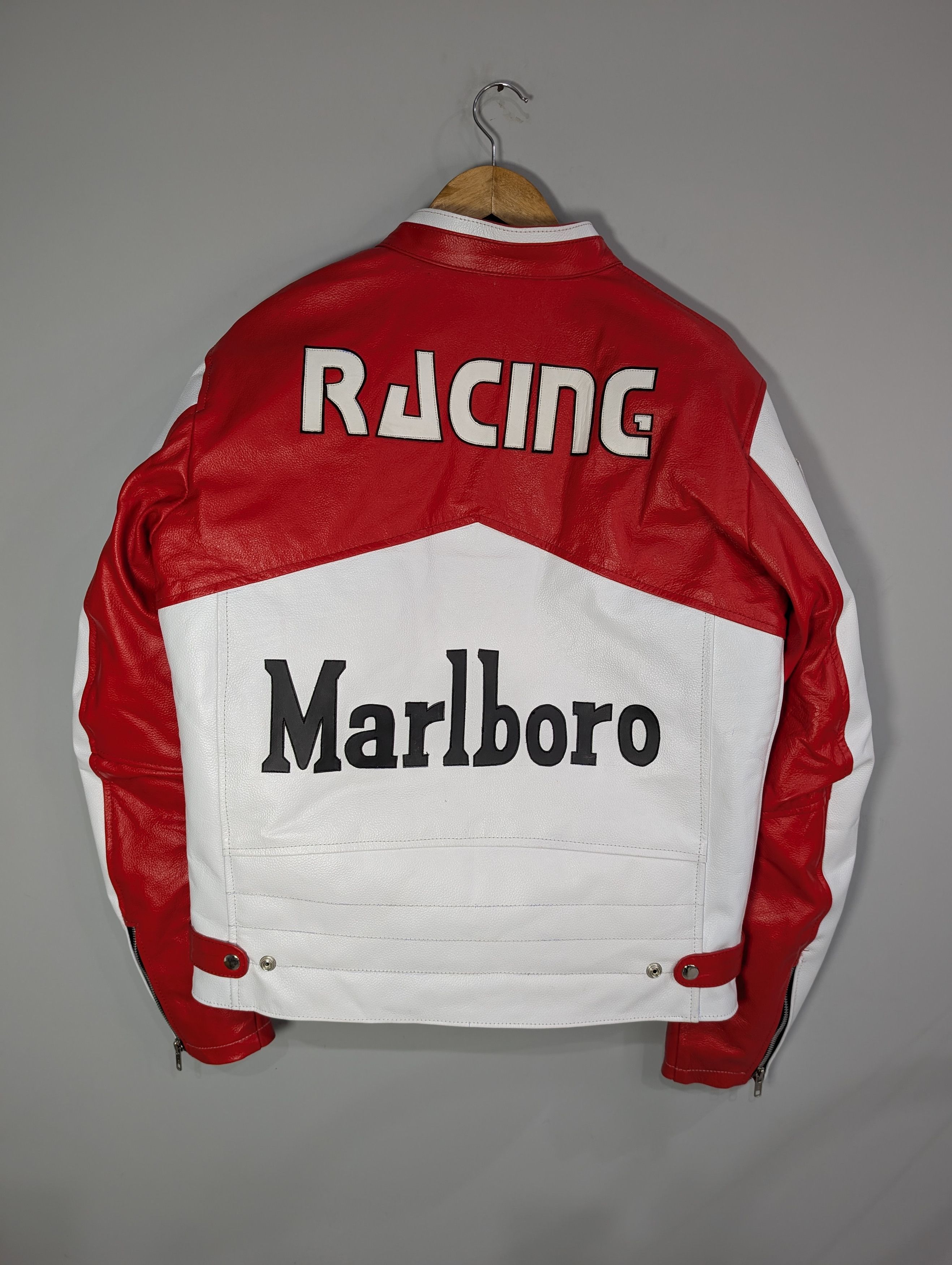 Vintage 🔥Marlboro🔥 Vintage 70s Racing Leather Jacket Rare Size L / US 10 / IT 46 - 5 Thumbnail