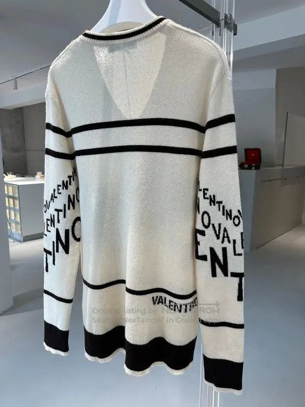 Valentino Valentino Cream Wool Logo Knit Sweater for Women . Size L / US 10 / IT 46 - 3 Thumbnail