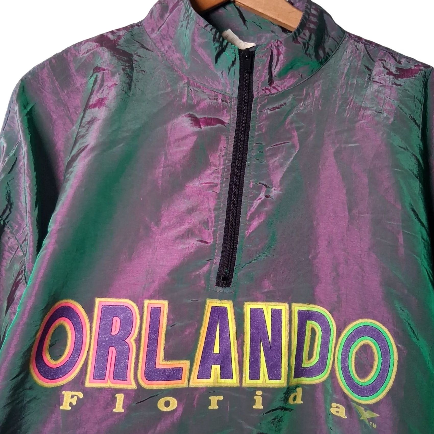 Vintage VINTAGE Orlando Florida Windbreaker Jacket Green Iridescent Beach 90s Volley Air Gear Mens Size US M / EU 48-50 / 2 - 2 Thumbnail