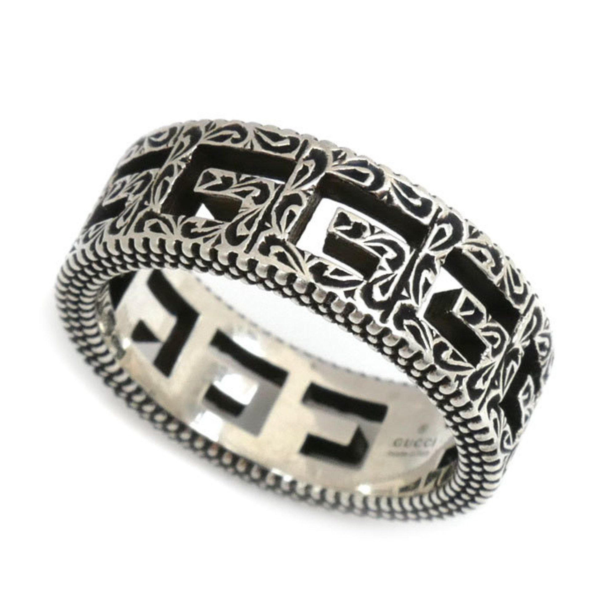 image of Gucci Silver 925 Square G Arabesque Ring 576993 J8400 0811 No. 12 5.4G Ladies, Women's