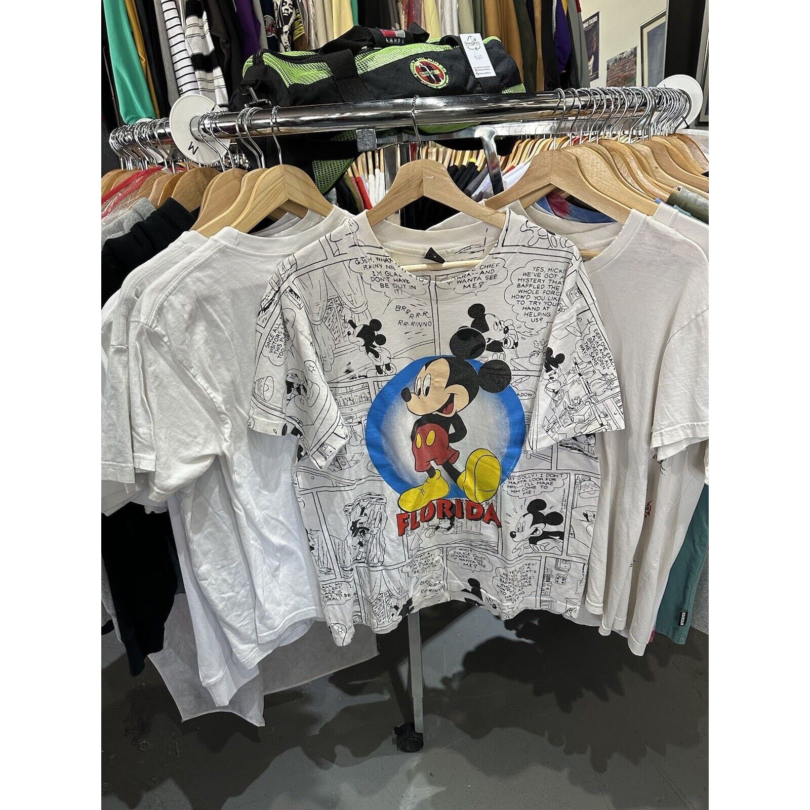 90s Disney's Mickey Mouse Florida AOP Comic T Shirt Size L
