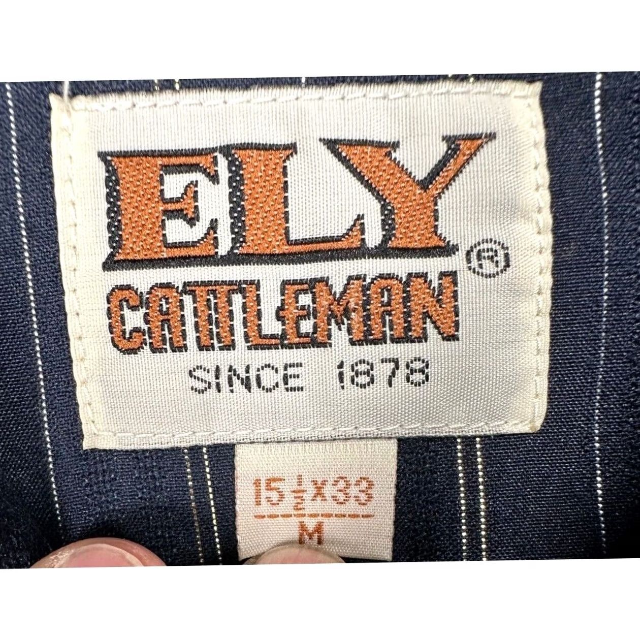 Vintage VINTAGE Elly Cattleman Shirt Mens Medium 15.5-33 Navy Dress Western Cowboy Pearl Snap Shirt Mens Medium Navy Western Pearl Snap Size 42R - 5 Thumbnail