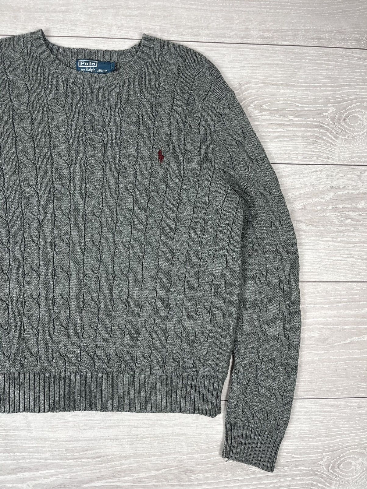 Polo Ralph Lauren Polo Ralph Lauren Vintage Cable Knit Grey Sweater Size US L / EU 52-54 / 3 - 2 Thumbnail