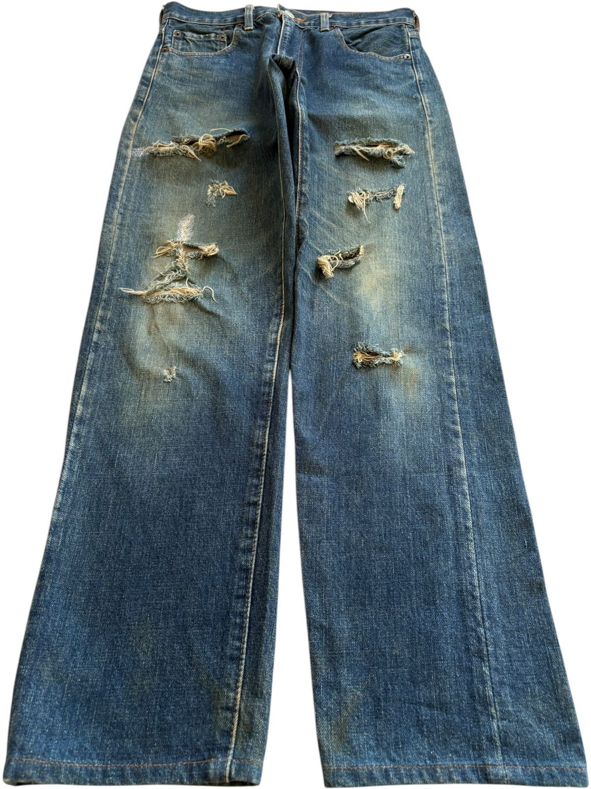 Levi's Vintage 80s Levis 502XX Big E Selvedge Distress Rip Jeans Size US 29 - 2 Thumbnail