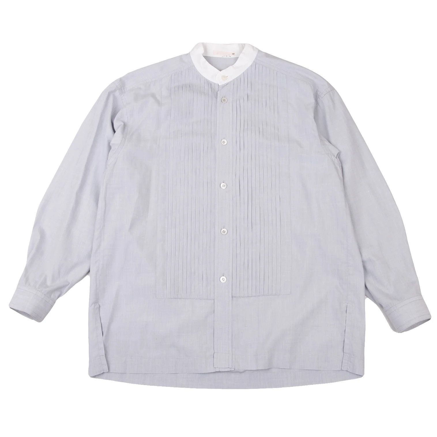 Issey Miyake Front Pleats Band Collar Shirt in Light Blue Size S Size US S / EU 44-46 / 1 - 1 Thumbnail