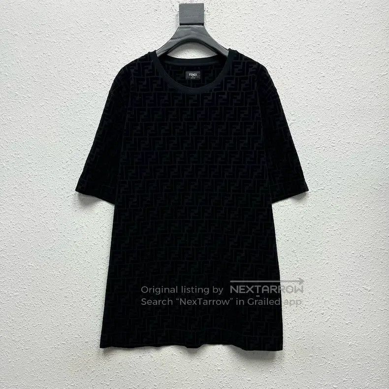 Fendi Fendi Black Velvet Logo Embossed Printed Jacquard Short Sl Size US XXL / EU 58 / 5 - 1 Thumbnail