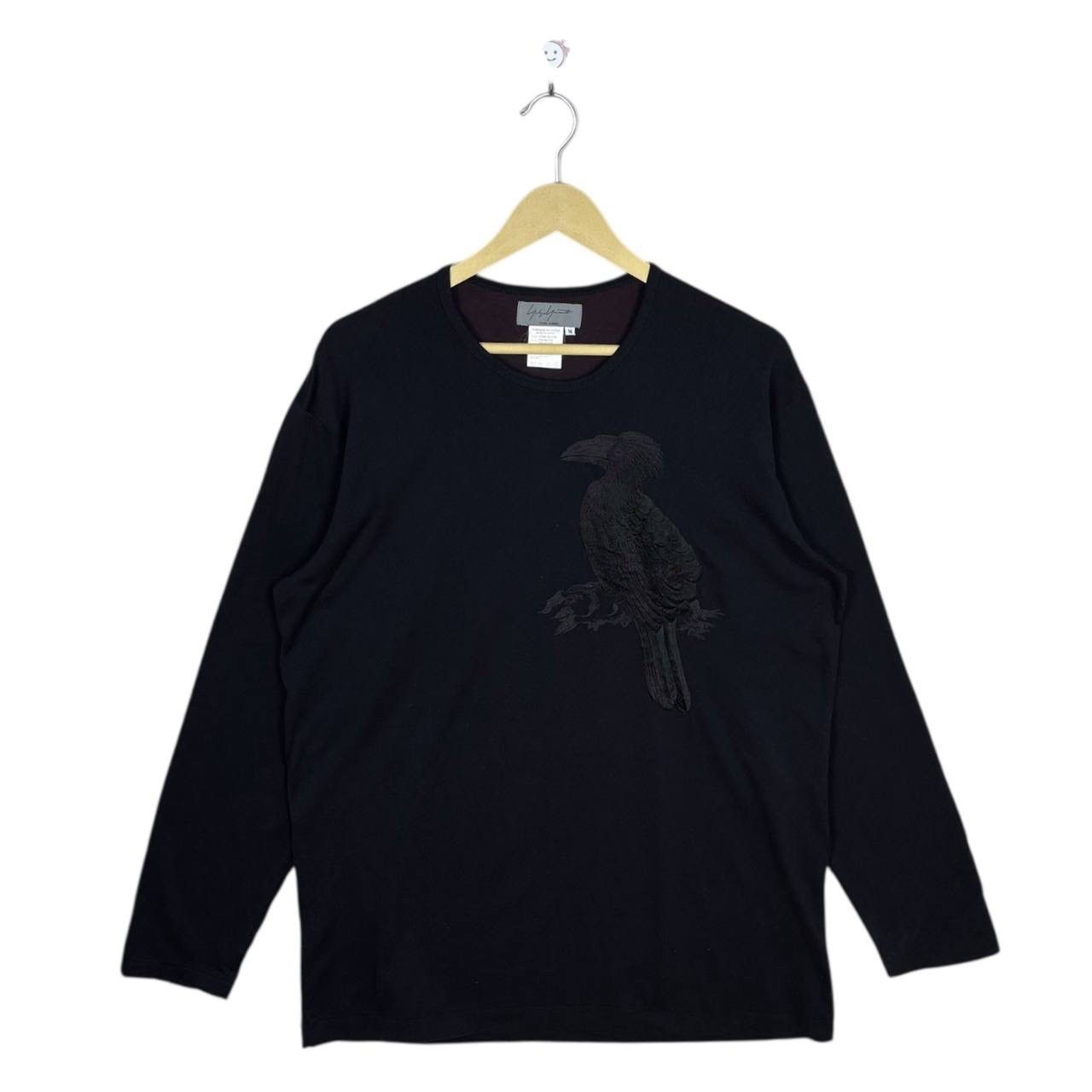 Yohji Yamamoto SS94 Yohji Yamamoto Pour Homme Tonal Crow Embroidery T-Shirt Size US M / EU 48-50 / 2 - 1 Thumbnail