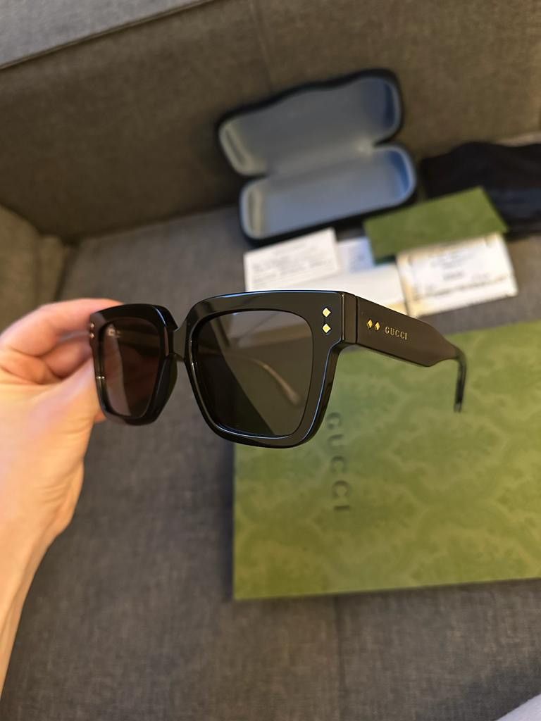 image of Gucci Rectangular Frame Sunglasses in Black, Men's