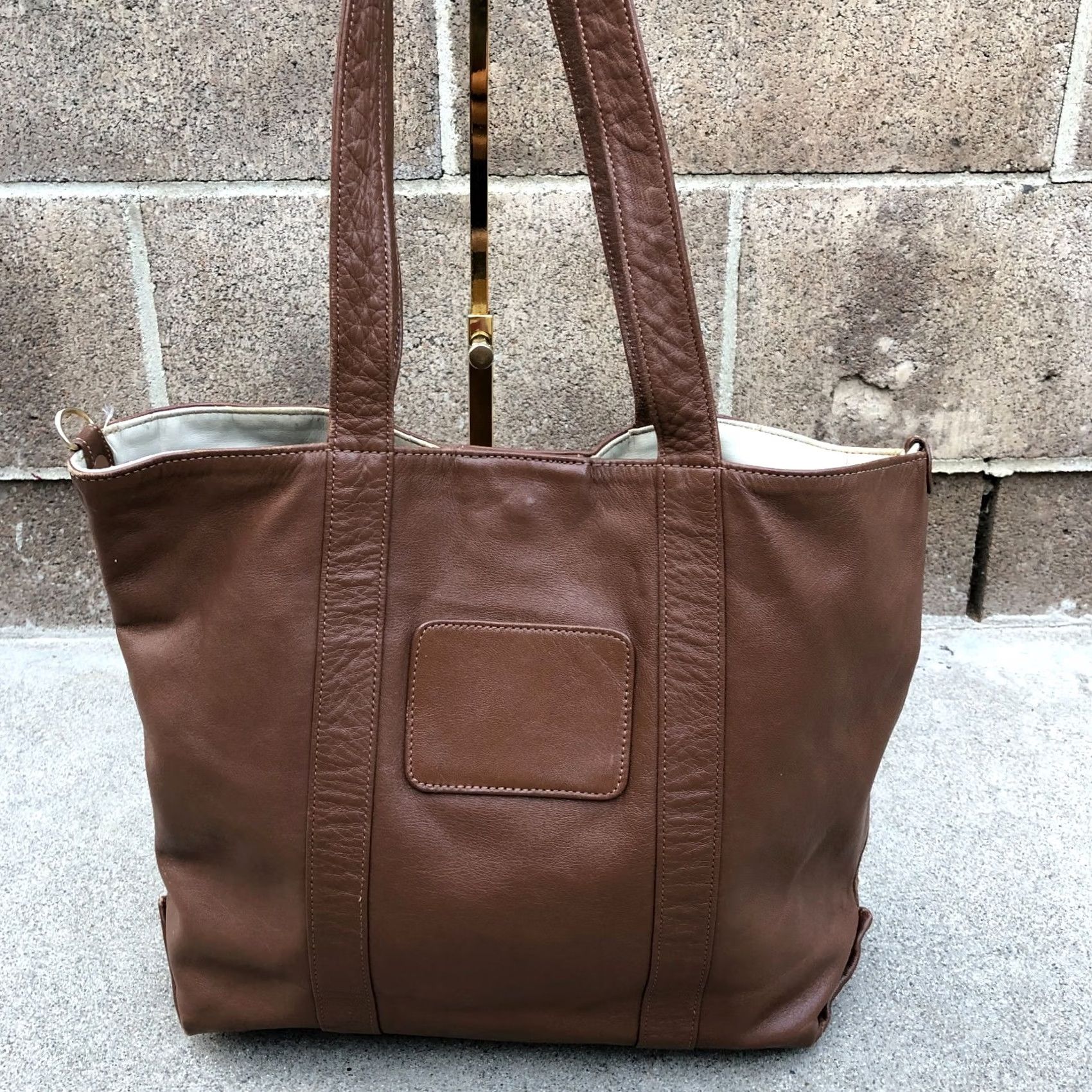 Vintage VINTAGE Robinson's Leather Tote Purse Women's Brown Shoulder Bag Large Tote Brown Leather Women Bag Large Robinson's Size ONE SIZE - 3 Thumbnail