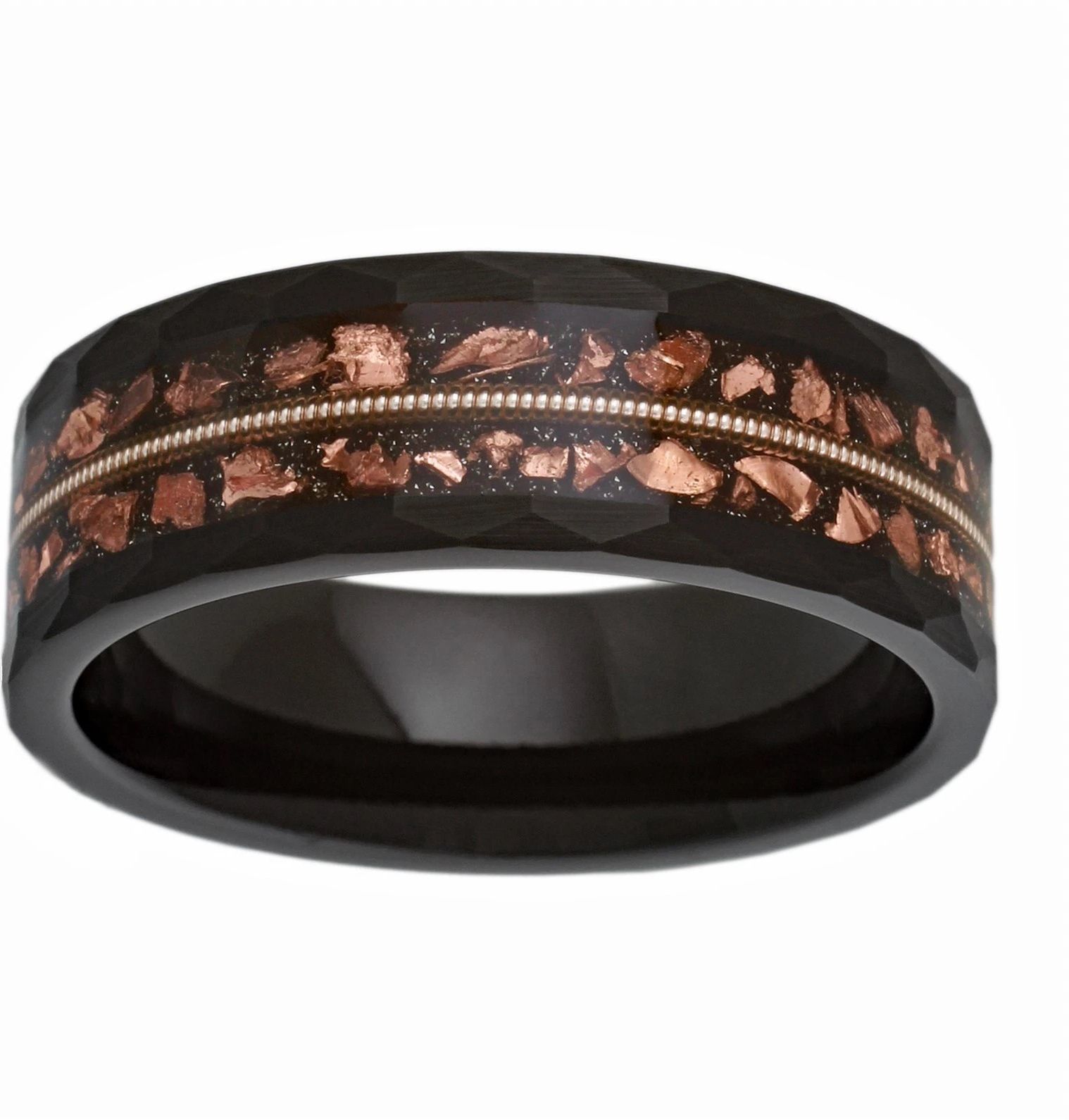 Other Black Tungsten w/ Copper Leaf & Guitar String Ring Size ONE SIZE - 1 Thumbnail