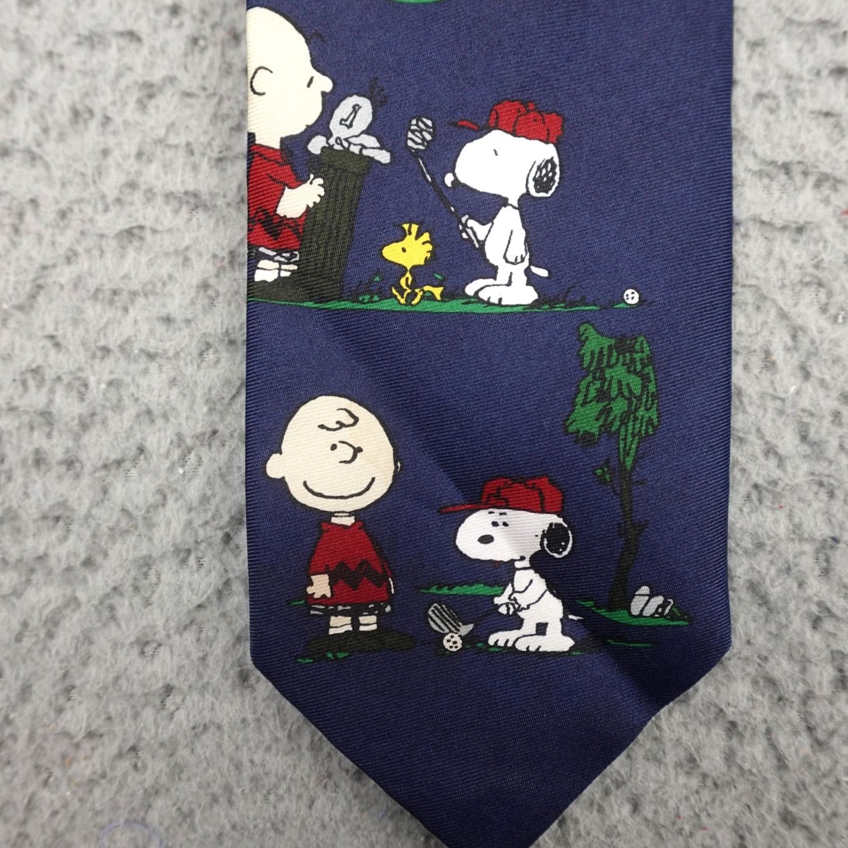 Peanuts VINTAGE Peanuts Snoopy Tie Mens One Size Navy Golf Charlie Brown Novelty 90s Size ONE SIZE - 6 Thumbnail