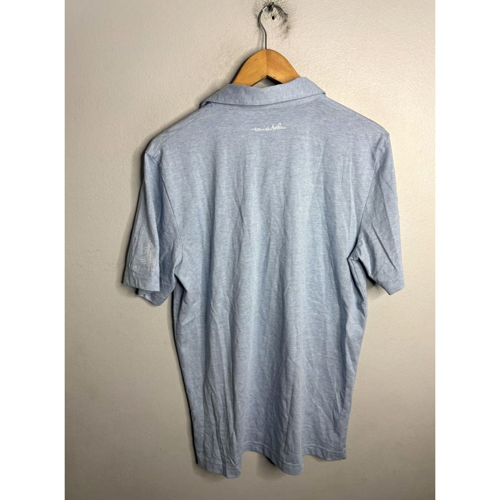TravisMathew Travis Mathew Polo Shirt Mens Medium Blue Golf The Guitar Hotel Logo Pima Cotton Size US M / EU 48-50 / 2 - 6 Thumbnail