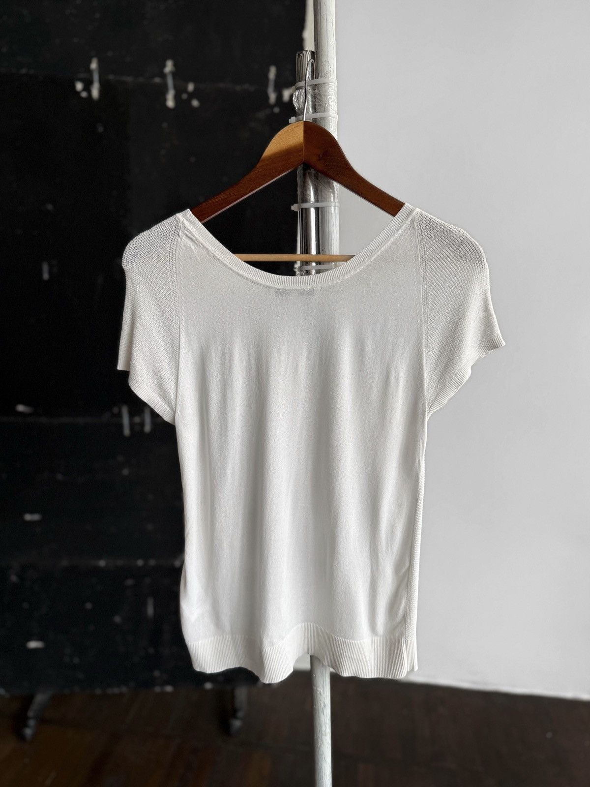 Gerard Darel Gerard Darel Paris Womens White Knit Top Short Sleeve Size S / US 4 / IT 40 - 4 Thumbnail