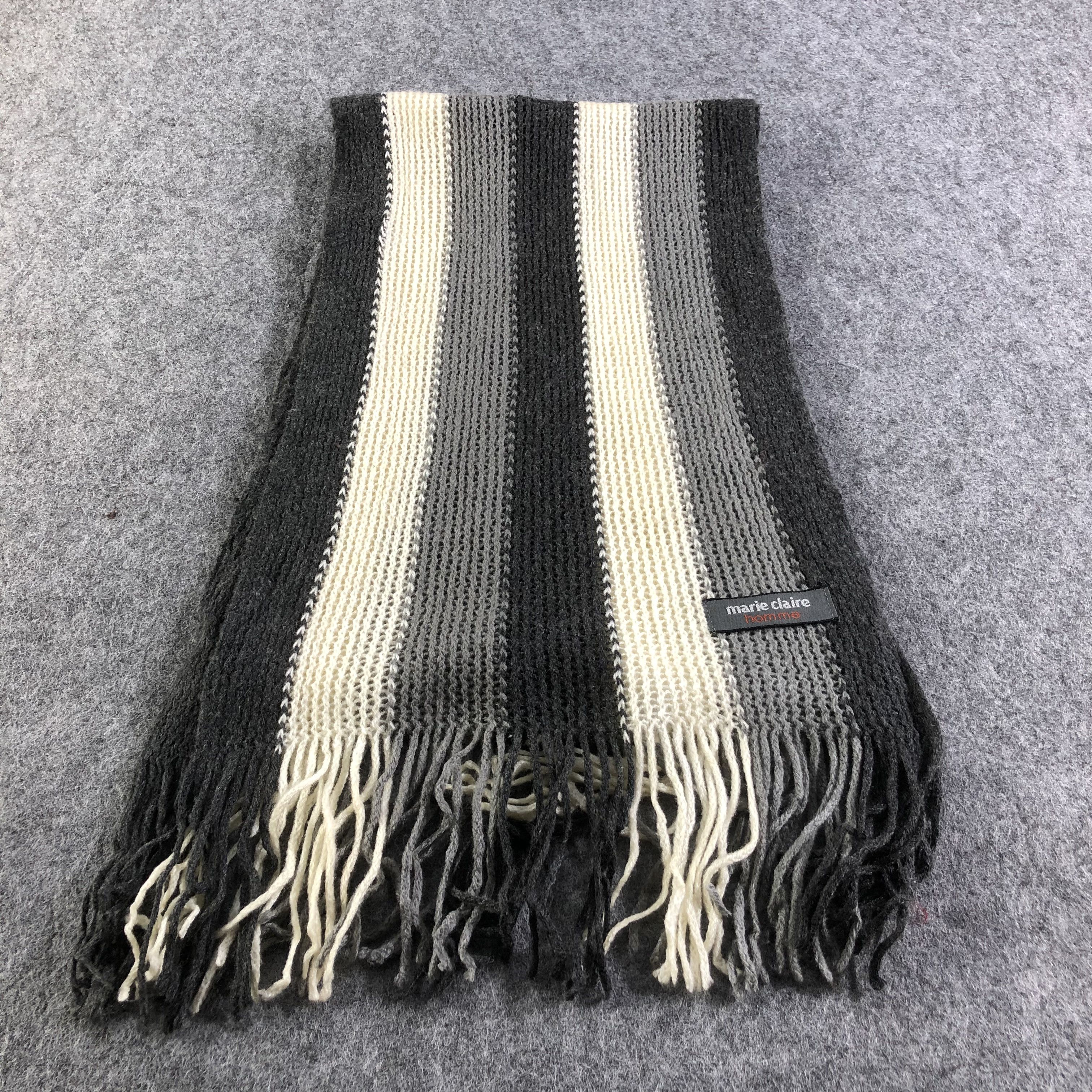 Vintage Marie Claire Homme Striped Knit Scarf Muffler V1519 Size ONE SIZE - 3 Thumbnail