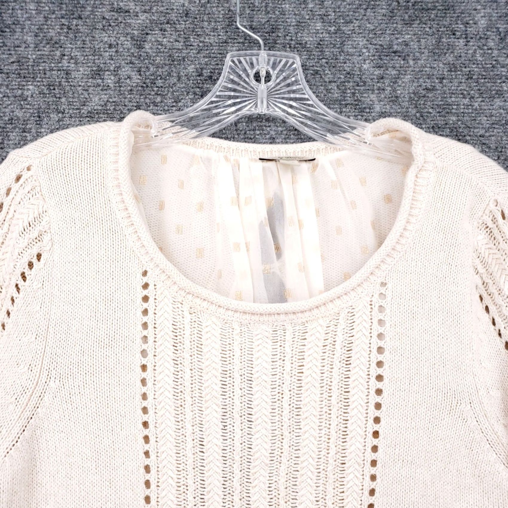 Lucky Brand Lucky Brand Sweater Womens S Small Beige Long Sleeve Chiffon Lined Split Back Size S / US 4 / IT 40 - 3 Thumbnail