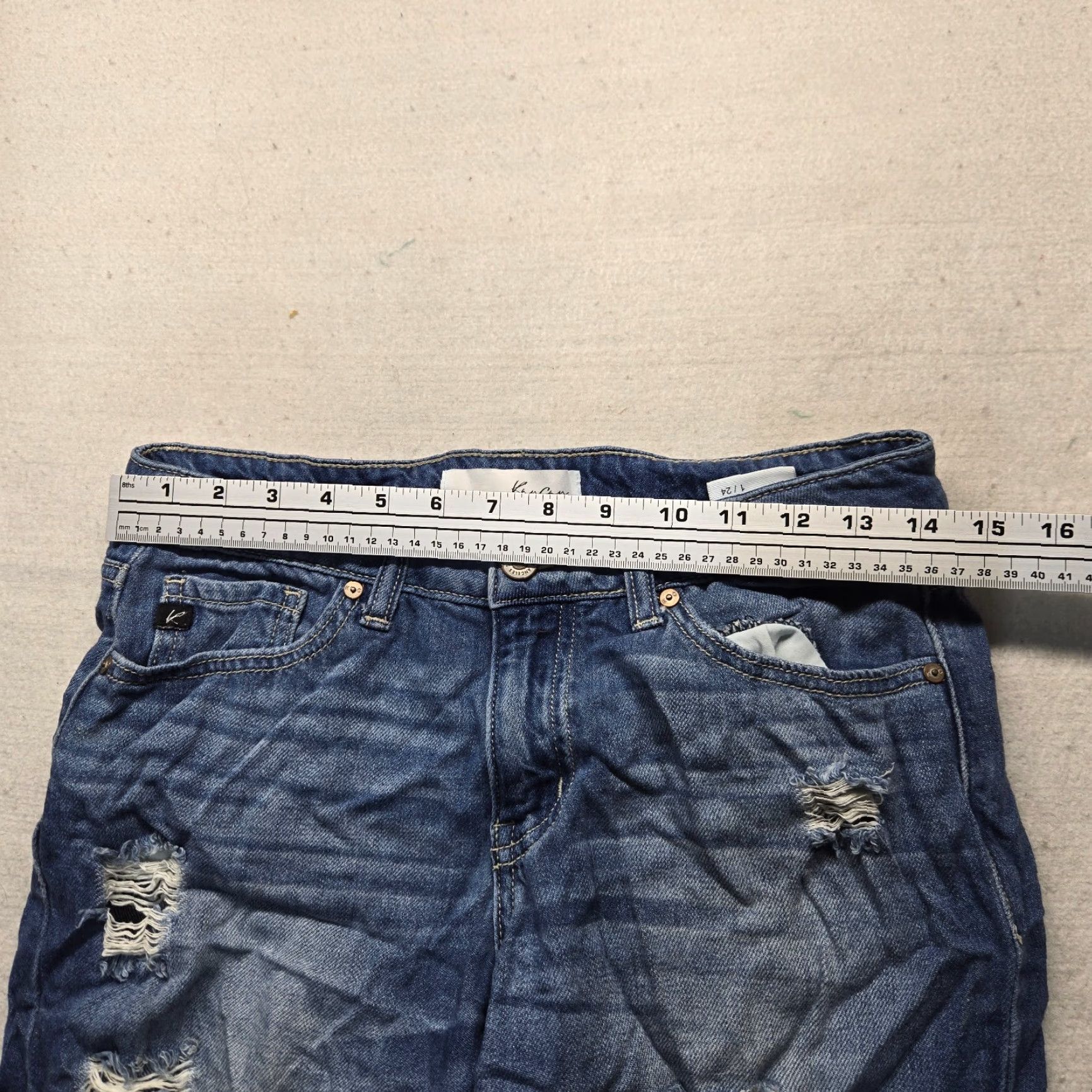 Vintage KanCan Destroyed Dark Wash Stretch Skinny Jeans Denim Pants Women Adult 24 Blue 5-Pocket Modern Slim 90s? Size 42" / US 20 - 5 Thumbnail