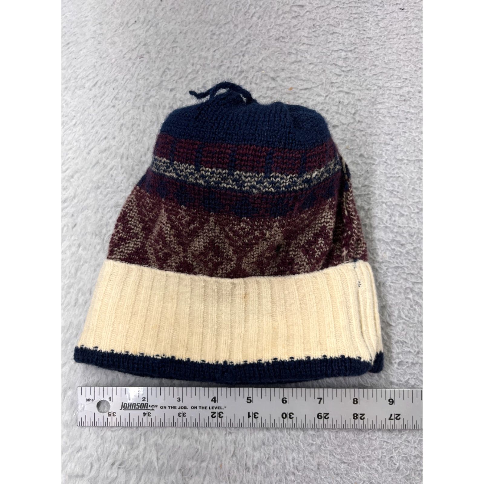 Vintage Smiley Beanie Adult One Size Purple Blue Wool Spandex Knit Ski Hat/Cap Mens Winter Beanie 90s Logo Ski Theme Image: Smiley Size ONE SIZE - 4 Thumbnail