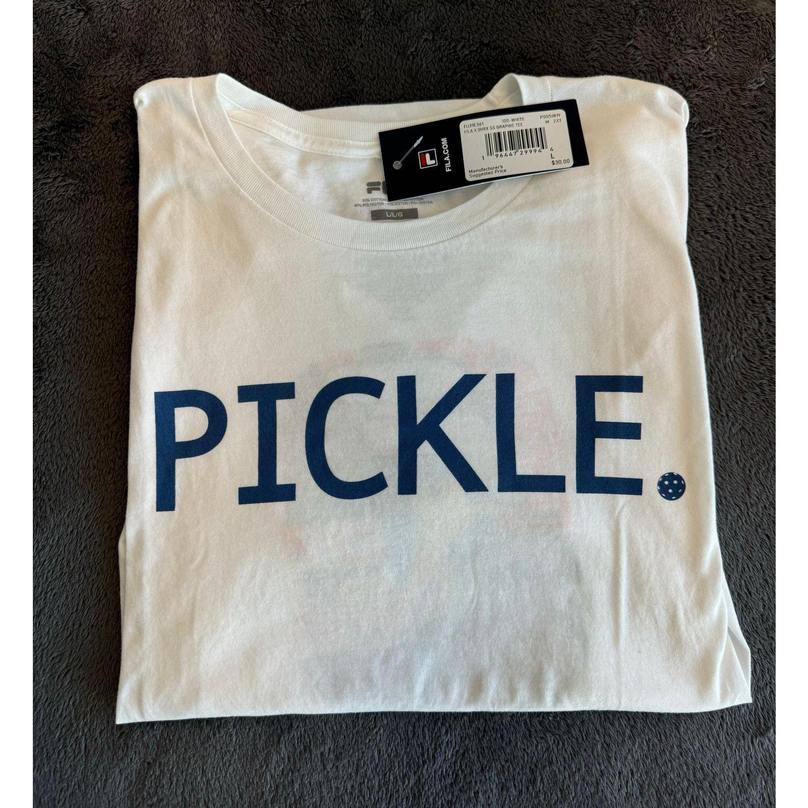 Fila FILA White Pickleball T-Shirt (XL) Size US L / EU 52-54 / 3 - 2 Thumbnail