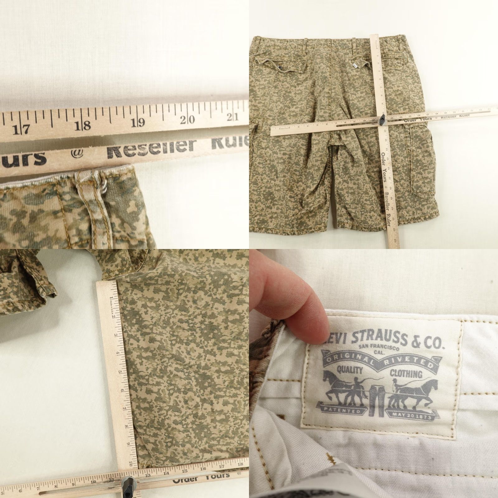 Levi's Levi's Cargo Shorts Mens 38 Beige Camouflage Canvas Outdoors Casual Workwear Size US 36 / EU 52 - 8 Thumbnail