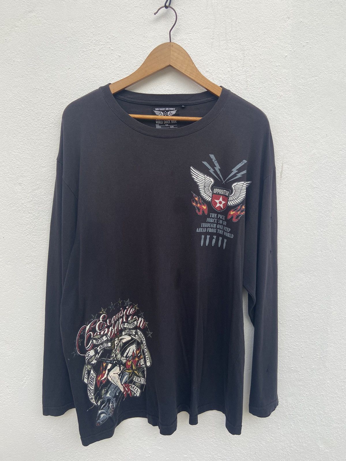 Japanese Brand Air Force t shirt long sleeve War Smack distressed Size US XL / EU 56 / 4 - 7 Thumbnail